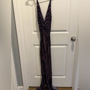Elegant Black and Pink Striped Jumpsuit